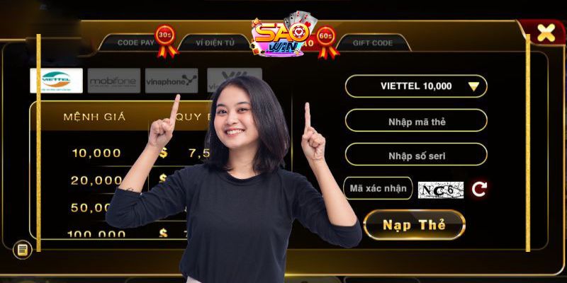 Nạp tiền Saowin qua thẻ cào